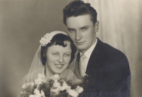 Wedding photo with wife Marie, 1958