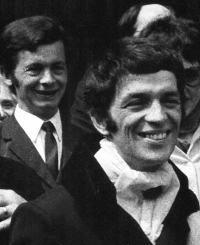 Pavel Juráček at the wedding with his second wife Hana, his brother Petr in the background, 1970
