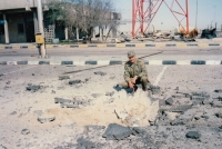 Jan Josef with a commander at the Kuwait Towers, Kuwait, 1991