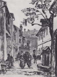 Obraz malíře Františka Mořice Nágla malovaný v Terezíně