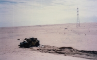 Abandoned Iraqi military equipment along the highway to Kuwait