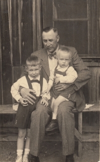 Father Karel Štencl with sons Karel and Lubomír, circa 1941
