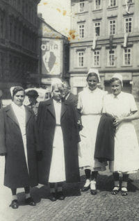Zdena Krejcikova among other students at the High School of Nursing in 1950