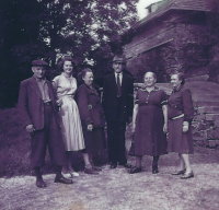 Zdena Krejčíková and the family of her husband-to-be, 1955