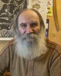 Volodymyr Dovbakh during an interview.