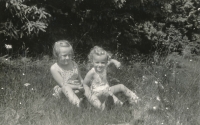Hana Nová (on the right) with her sister, Helena, the 1950s  




