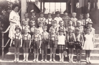 Školní foto, rok 1962, Jan Sláma vlevo nahoře