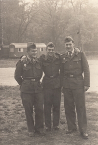 Jan Hrad (left) at the engineer unit in Chomutov