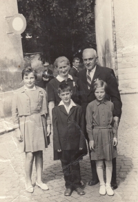 Jan Hrad's parents with children Maria and Václav and the daughter of the JZD chairman