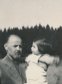 With her father Jan Mysliveček, 1954