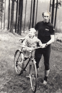 With his son, late 1960s
