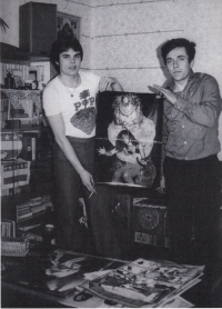 Zdeněk Holeček (vlevo) se starším bratrem Romanem, Sokolov, 70. léta