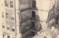 House in Údolní Street in Brno after the air raid in 1944