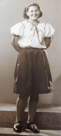 Ludmila Kasparidesová, married name Švédová, in Sokol costume in the second half of the 1930s