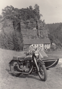 Bronislava Nedvědová on a trip to Sloup in Bohemia, 1957