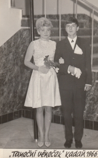 With her future first husband during dancing lessons, Kadaň 1966
