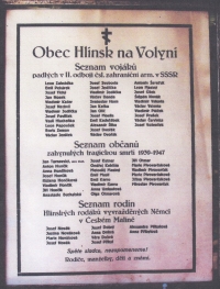 Obec Hlinsk na Volyni, seznam vojáků a zahynulých
