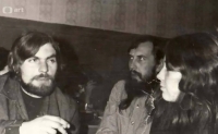 Jiří Picek Fryc, Pavel Zeman, Alexandra Kulhavá, photo from Jiří Fryc's chronicle, 1977