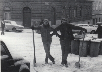 Zdeněk Holeček with his friend, Láďa, Praha Žižkov, 1980s 
