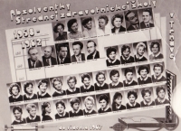Graduation tableau of Irena Augustínová's class (third in the top row).