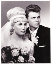 Wedding photo of Ondrej Mazan and Irena Augustínová, 1965.