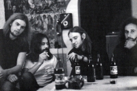 Zdeněk Holeček s přáteli, na fotce první zleva, víkend v Chřibské, 1982