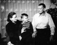 Vlasta Ručková's parents with her youngest brother, the 1950s