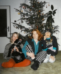 Christmas, her daughter Tereza on the left, her nephew Milan on the right, 1993
