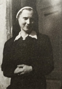 Květa Vokolková after entering the order of the Apostolate of St. Francis in 1947. She took the monastic name Sister Víta. She worked for more than ten years as a civilian in Slovakia.
