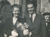 Wedding of Marie Trčková and Milan Weiner (1948), parents of the witness