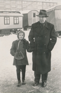 Krista Brotánková with her father in Dejvice