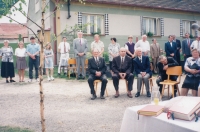Pouť Novosedly, rok 2000 (pamětník druhý sedící zleva)