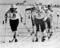Alena Bartošová (front right) at the 1972 Winter Olympics in Sapporo, Japan