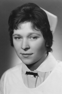 Alena Bartošová as a nurse in the second half of the 1960s