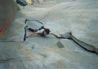 Alena Čepelková climbing Mt Astroman in the Yosemites, North America, 1992