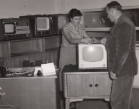 Ludmila Klinkovská at work (TV repair dispatch), Zlín 1958