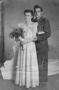 Wedding photo of the witness’s parents, Libuše and Jiří Maršíks, 1949