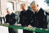 Václav Pošta (uprostřed) s Romanem Makariusem (vlevo) a Josefem Suldovským / Hornické muzeum v Ostravě-Petřkovicích / 2003
