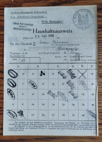 Německý průkaz domácnosti pro evidenci přídělů za války