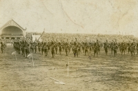 Husband's father at the bayonet fighting exercise at the seventh All-Sokol meeting in Prague 1920 (marked with an arrow)