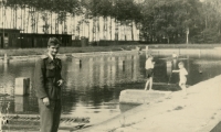 Husband Radomír Král as a soldier at the Kylešovice outdoor swimming pool in the 1950s