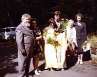 Wedding with Kristina Bouchnerová in Varnsdorf on 2 September 1978, with the witness's parents on the sides