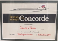 Certifikát z letu Concordem