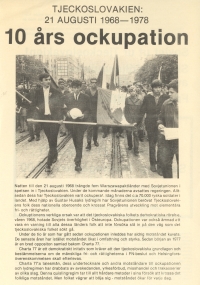 Pozvánka na demonstraci ve Stockholmu, 10. výročí invaze (1978)