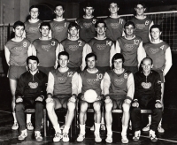 Dukla Liberec, the 1973 national volleyball champion. Vlastimir Lenert is standing in the second row, second from right
