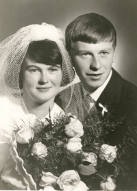 Wedding photo with his wife Hana in Liberec, 1965
