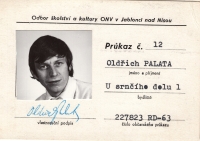 Photo on the identity card of the inspector of culture at the Cultural Administration of the National Council of Culture in Jablonec n. N., 1968
