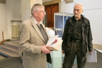 Se sochařem a pedagogem Vratislavem Karlem Novákem v Severočeském muzeu, 2013
