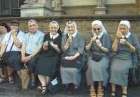 With other nuns at the pilgrimage in La Salette, Sister Irena first from the right