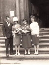 Jan Přibil's wife Mária Přibilová (second from left), 1964